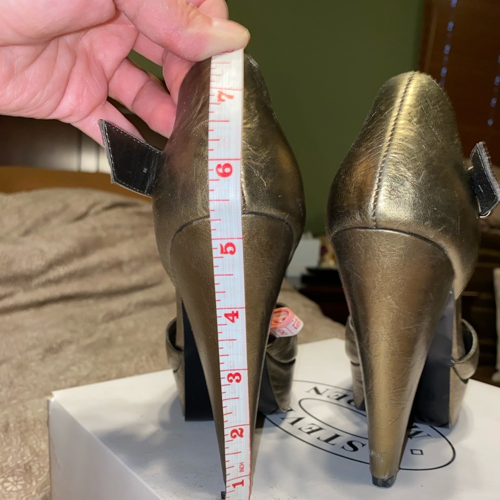 Leather Ruffle Platform Stiletto Heels - Picture 7 of 8